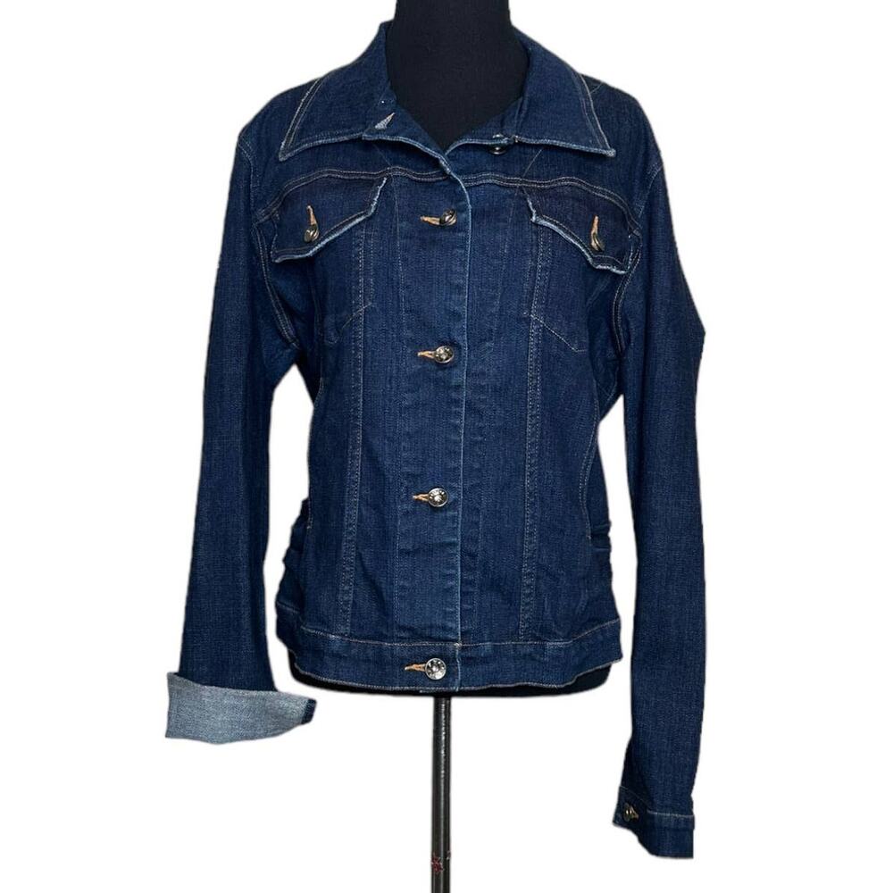 Dick & Jayne blue buttoned long sleeves stretch denim jacket size XL